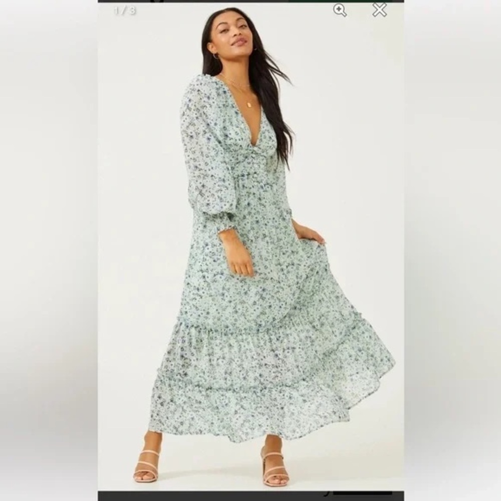 Altar'd State Floral Maxi Dress - Light Blue